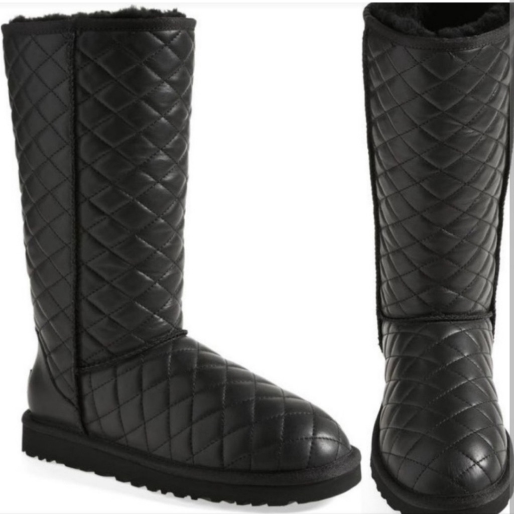 Ugg Quilted Black Leather Boots